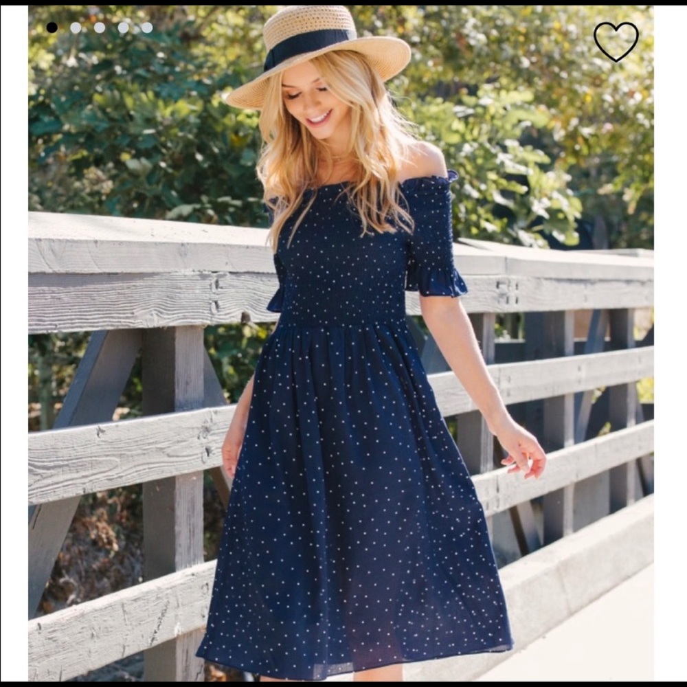 Navy off the shoulder beautiful dress